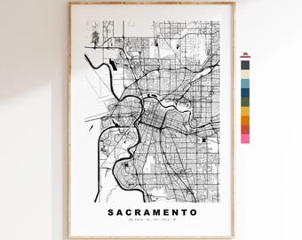 Sacramento Map Print - City Map Poster - Map Art - USA City Maps - Sacramento Print - Sacramento Poster - Minimalist City Map - California