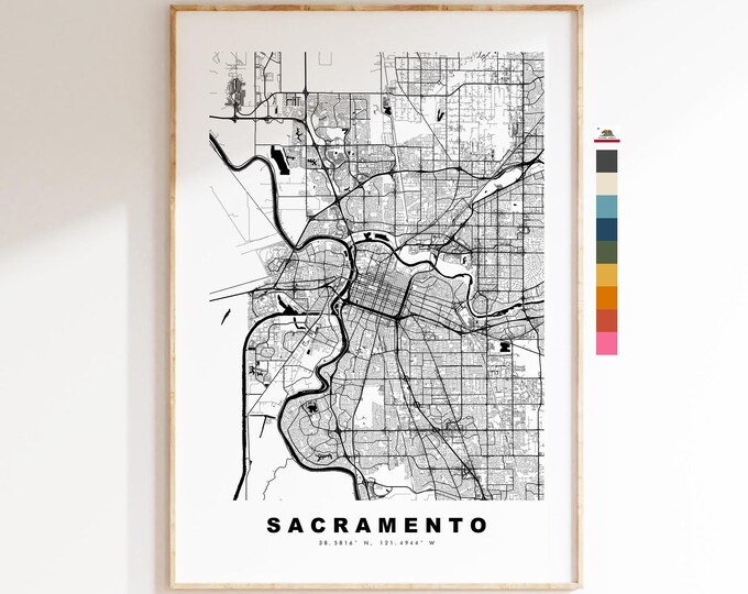 Sacramento Map Print - City Map Poster - Map Art - USA City Maps - Sacramento Print - Sacramento Poster - Minimalist City Map - California