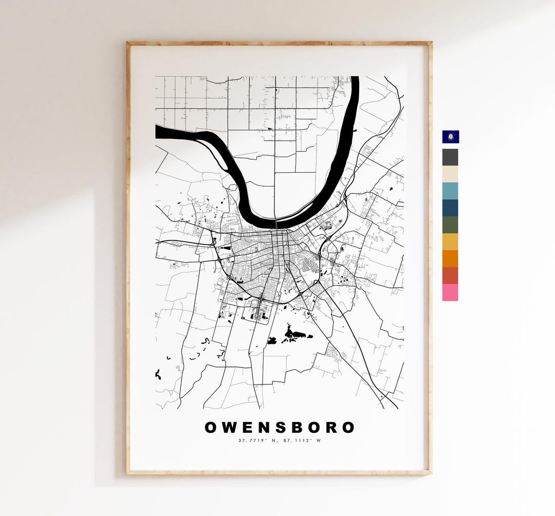 Owensboro Map Print - City Map Poster - Map Art - USA City Maps ...