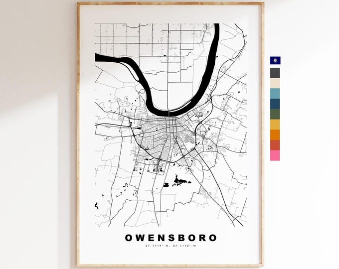 Owensboro Map Print - City Map Poster - Map Art - USA City Maps - Owensboro Print - Owensboro Poster - Minimalist City Map - Kentucky