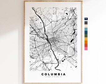 Columbia Map Print (South Carolina) - City Map Poster - Map Art - USA City Maps - Columbia Print - Minimalist City Map - South Carolina