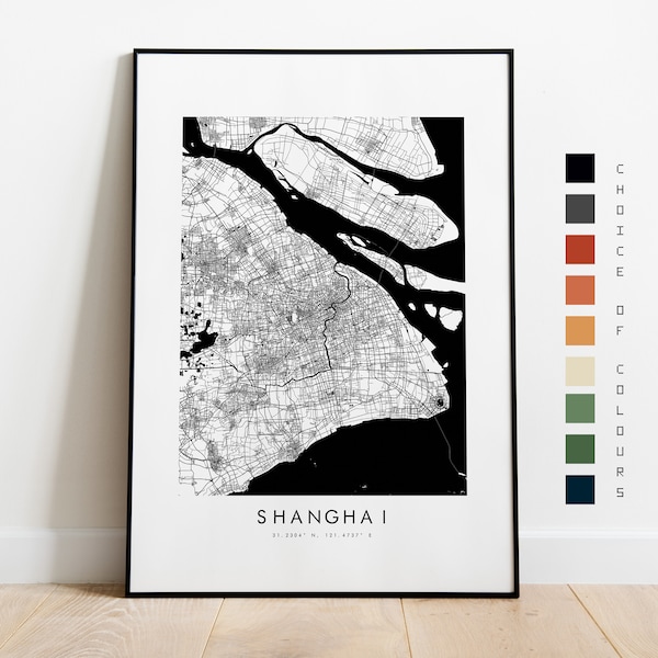 Shanghai Map Print - City Map Poster - Map Art - Map Wall Art - China City Map - Shanghai Print - Shanghai Poster - Wall Art - Map - Asia