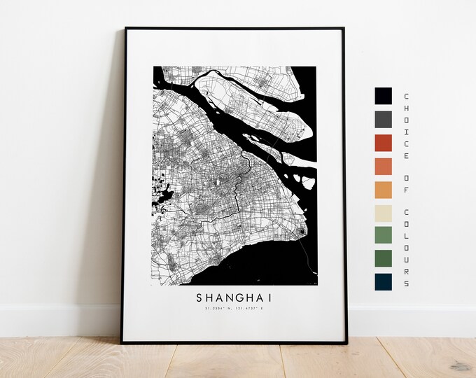 Shanghai Map Print - City Map Poster - Map Art - Map Wall Art - China City Map - Shanghai Print - Shanghai Poster - Wall Art - Map - Asia