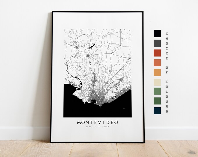 Montevideo Map Print - City Map Poster - Map Art - Map Wall Art - Uruguay City Map - Montevideo Print - Montevideo Print - South America