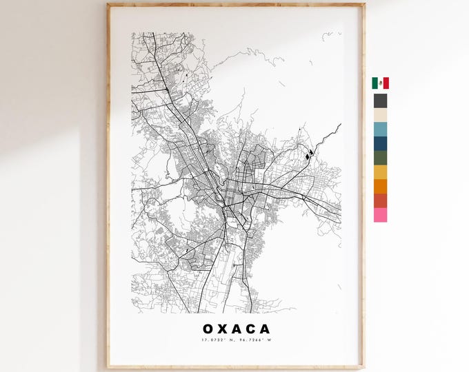 Oxaca Map Print - City Map Poster - Map Art - Map Wall Art - Mexico City Maps - Oxaca Print - Oxaca Poster - Minimalist City Map