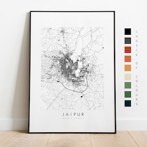 Jaipur Map Print - City Map Poster - Map Art - Map Wall Art - India City Map - Jaipur Print - Jaipur Poster - Wall Art - Map - Asias