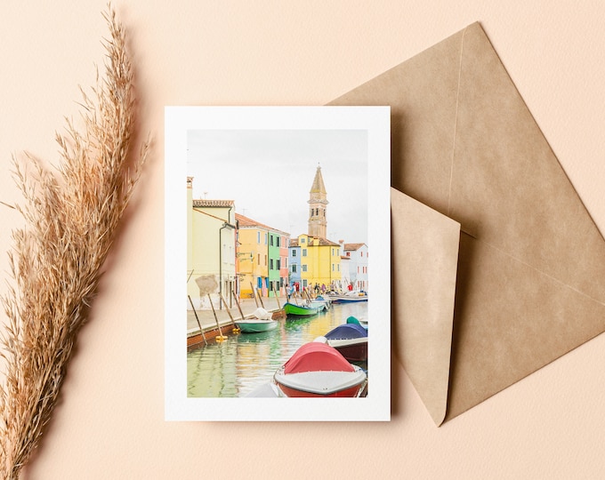 Venice Greeting Card - Burano - Blank Inside - Birthday - Anniversary - Mothers Day - Fathers Day - Holiday - Greetings Card - Wedding