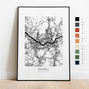 Seoul Karte Print - Stadt Karte Poster - Landkarte Kunst - Wandkunst - Südkorea Stadtplan - Seoul Print - Seoul Poster - Wandkunst - Karte - Asien