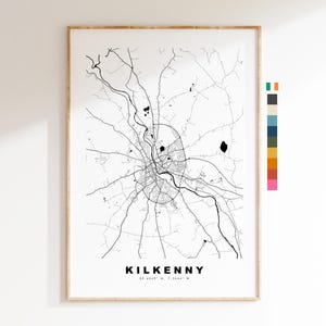 Kilkenny Impressão de mapa da cidade - Mapa minimalista da cidade - Arte de parede de mapa - Impressões ou impressões emolduradas - Irlanda