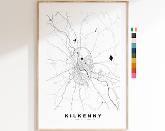 Kilkenny Map Print - City Map Poster - Map Art - Ireland City Maps - Kilkenny Print - Kilkenny Poster - Minimalist City Map - Cill Chainnigh