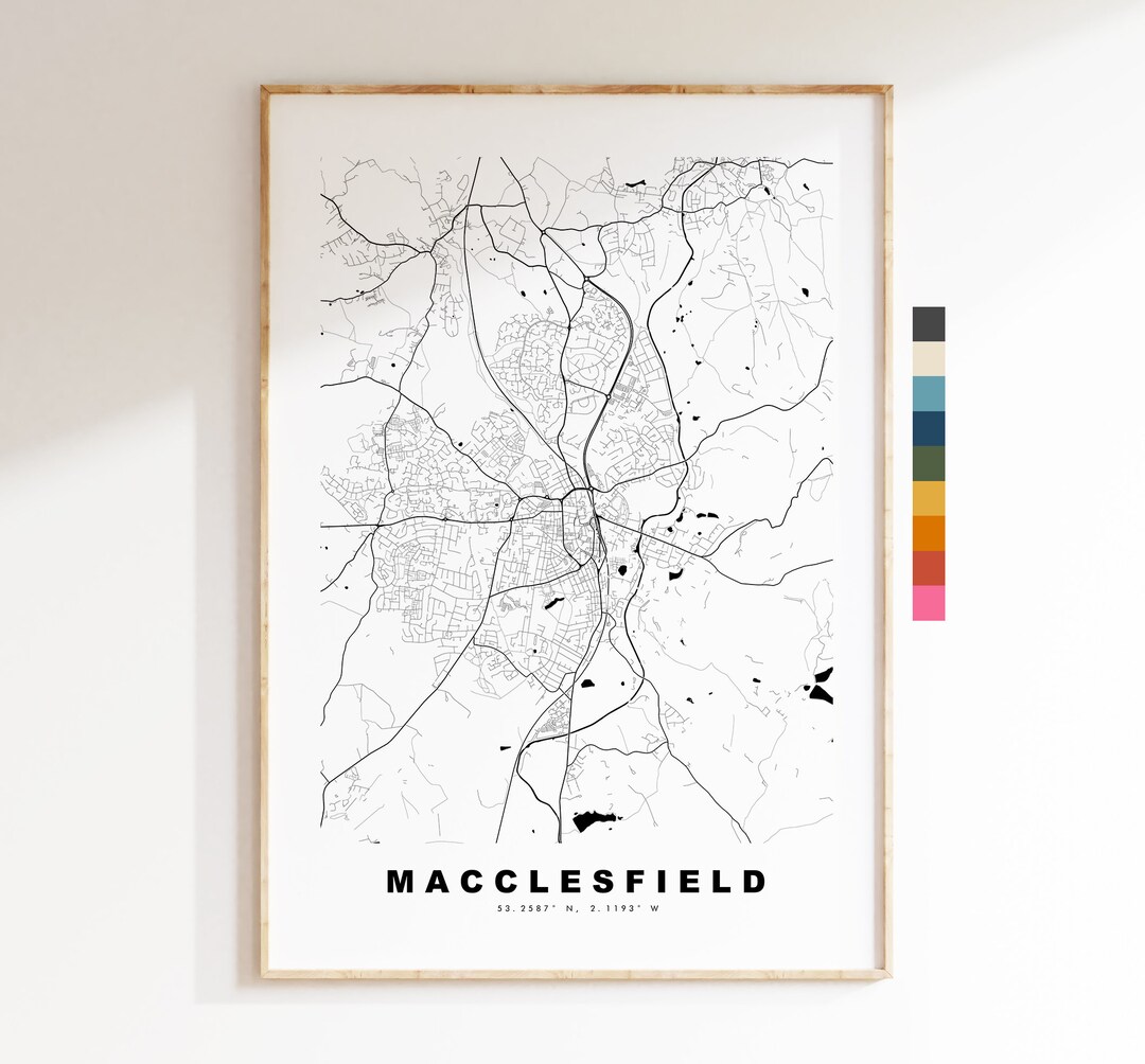 Macclesfield Map Print - Minimalist City Map Poster - Map Art - UK ...