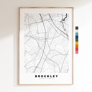Impresión de mapa de Brockley - Póster de mapa de ciudad minimalista - Arte de mapas - Londres, Reino Unido - Impresión de Brockley - Póster de Brockley - Diferentes colores disponibles