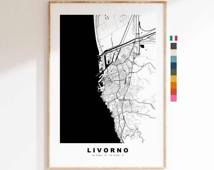 Livorno Map Print - City Map Poster - Map Art - Map Wall Art - Italy City Maps - Livorno Print - Livorno Poster - Minimalist City Map