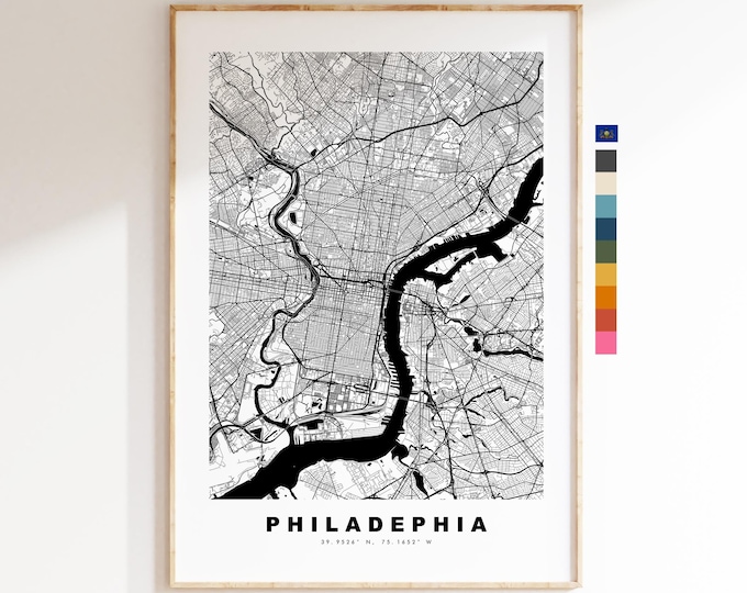 Philadelphia Map Print - City Map Poster - Map Art - USA City Maps - Philadelphia Print -  Poster - Minimalist City Map - Pennsylvania