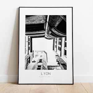 Lyon Poster - Schwarzweißer Minimalistischer Stadtdruck - Koordinaten - Lyon Poster - Lyon Kunstdruck - Lyon Druck - Frankreich - Geschenk