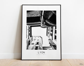 Lyon City Poster Print - Black and White Minimalist City Print - Coordinates - Lyon Poster - Lyon Art Print - Lyon Print - France - Gift