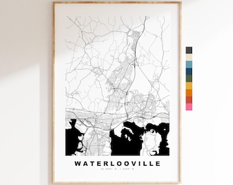 Impresión del mapa de Waterlooville - Póster minimalista de mapa de la ciudad - Arte cartográfico - Reino Unido - Impresión de Waterlooville - Hampshire - Diferentes colores disponibles