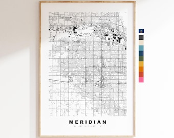 Meridian Map Print - City Map Poster - Map Art - USA City Maps - Meridian Print - Meridian Poster - Minimalist City Map - Idaho