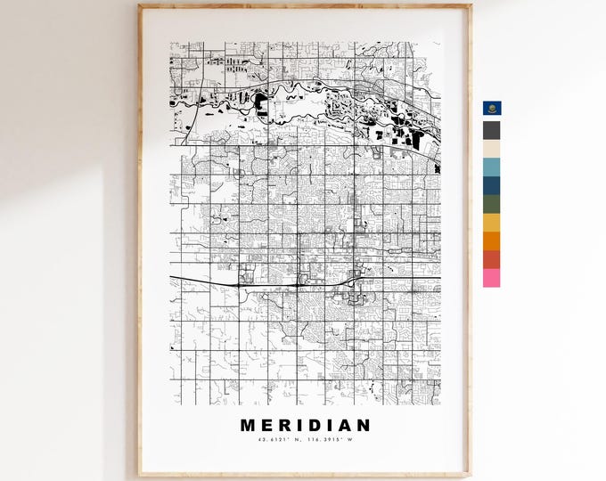 Meridian Map Print - City Map Poster - Map Art - USA City Maps - Meridian Print - Meridian Poster - Minimalist City Map - Idaho
