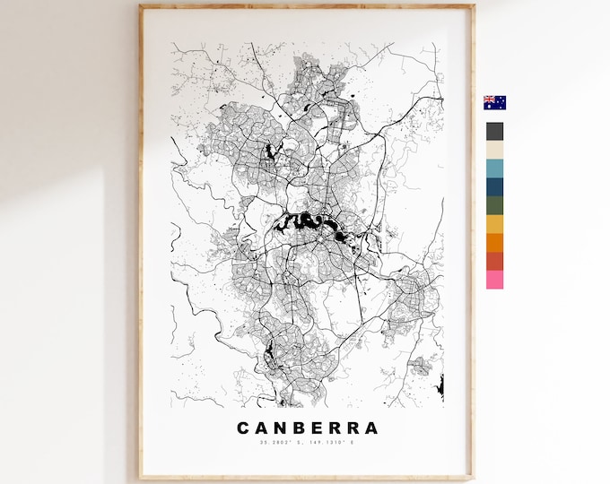 Canberra Map Print - City Map Poster - Map Wall Art - Australia City Maps - Canberra Print - Canberra Poster - Minimalist City Map