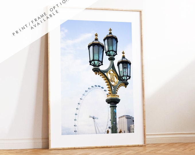 London Eye - London Photography Print - Fine Art Photography - London Print - Poster - Wall Art - UK - Minimalist - Modern - Streetlamp