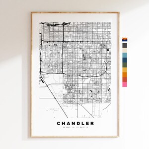 Chandler Carte de la ville Imprimer - impression de carte - art de la carte - estampes ou impressions encadrées - minimaliste - États-Unis