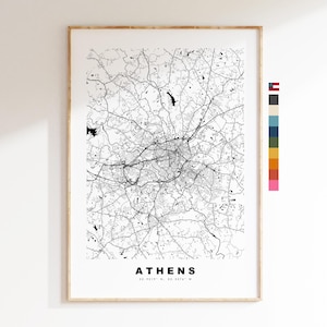 Athens, Georgia Carte de la ville Imprimer - impression de carte - art de la carte - estampes ou impressions encadrées - États-Unis