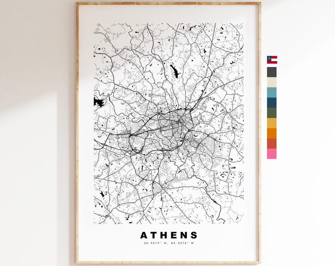 Athens Map Print (Georgia USA) - City Map Poster - Map Art - USA City Maps -  Print - Poster - Minimalist City Map - Georgia
