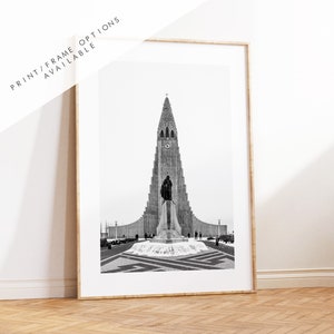 Reykjavik Print - Hallgrimskirkja -Iceland Photography Print - Iceland Wall Art - Iceland Poster - Black and White Photography - Church