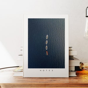 Quaderno barca - A5 o A4 - Minimalista - Diario copertina rigida - Quaderno ad anelli - A righe - Grafico - Carta semplice - Piccolo regalo - Regalo