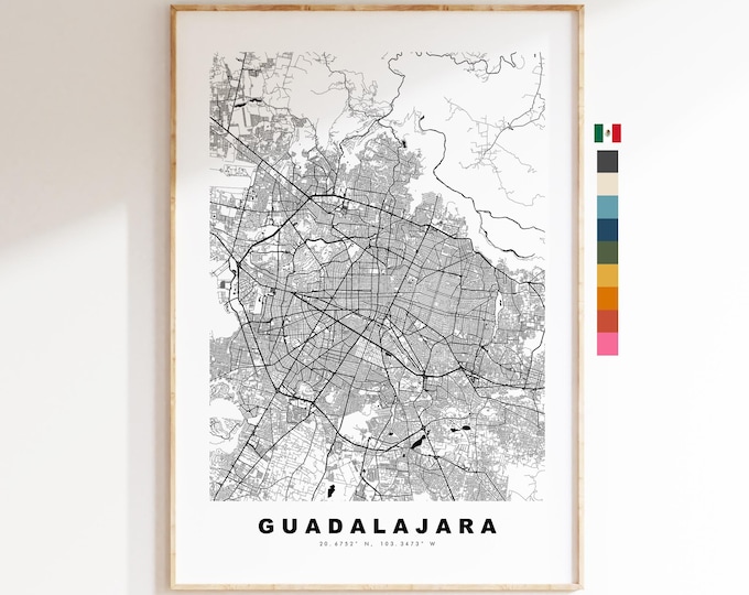 Guadalajara Map Print - City Map Poster - Map Art - Map Wall Art - Mexico City Maps - Guadalajara Print - Poster - Minimalist City Map