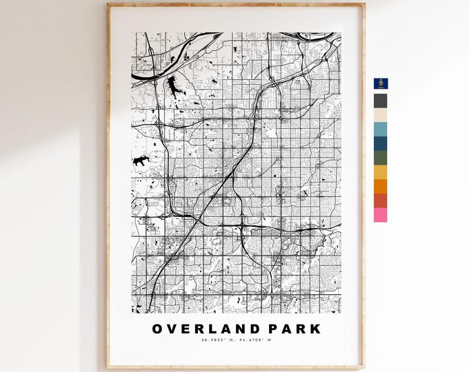 Overland Park Map Print - City Map Poster - Map Art - USA City Maps - Overland Park Print - Poster - Minimalist City Map - Kansas