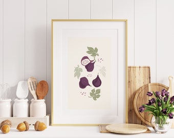 Fig Print - Kitchen Wall Art - Fig Poster - Fig Wall Art - Fig Print - Food Posters - Fruit Illustration - Kitchen Print - Fruit Print - Art