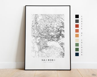 Nairobi Map Print - City Map Poster - Map Art - Map Wall Art - Kenya City Map - Nairobi Print - Nairobi Poster - Wall Art - Africa