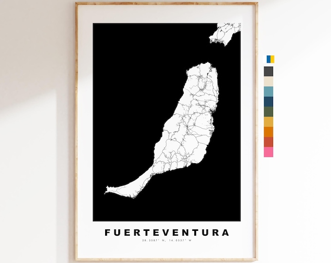 Fuerteventura Map Print - Map Poster - Map Art - Map Wall Art - Spain Maps - Fuerteventura Print - Canary Islands Poster - Minimalist Map