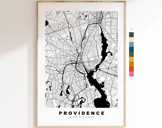 Providence Map Print - City Map Poster - Map Art - USA City Maps - Providence Print - Providence Poster - Minimalist City Map - Rhode Island