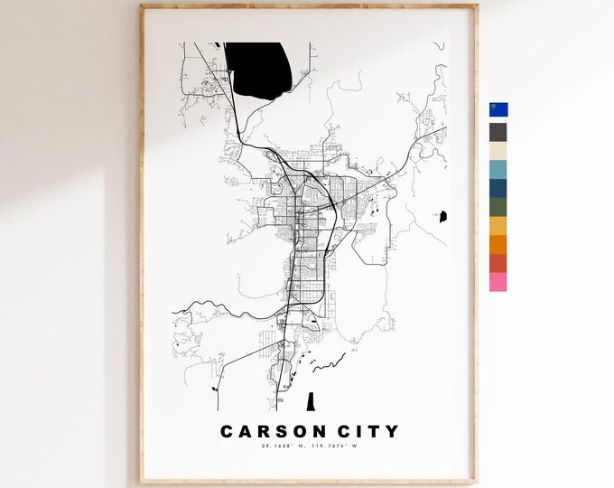 Carson City Map Print - City Map Poster - Map Art - USA City Maps - Carson City Print - Carson City Poster - Minimalist City Map - Nevada