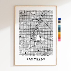 Las Vegas Carte de la ville Imprimer - impression de carte - art de la carte - estampes ou impressions encadrées - minimaliste - États-Unis
