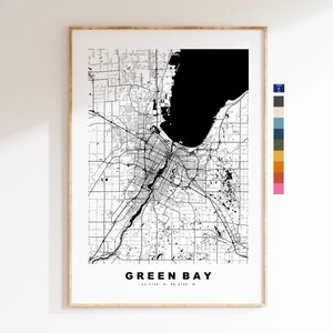 Green Bay Stadtplan-Druck – Kartendruck – Kartenkunst – Drucke oder gerahmte Drucke – minimalistisch – Vereinigte Staaten