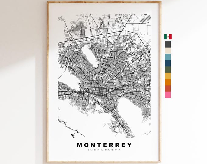 Monterrey Map Print - City Map Poster - Map Art - Map Wall Art - Mexico City Maps - Monterrey Print - Monterrey Poster - Minimalist City Map