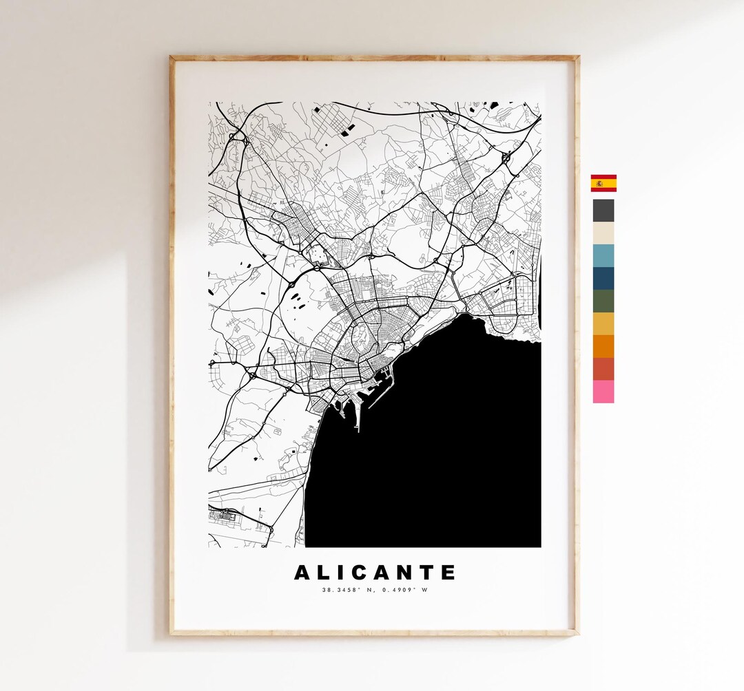 Alicante Map Print City Map Poster Map Art Map Wall Art Spain City Maps
