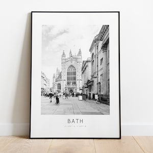 Bath City Poster Print - Black and White Minimalist City Print - Coordinates - Bath Poster - Somerset Art Print - Bath Print - Gift