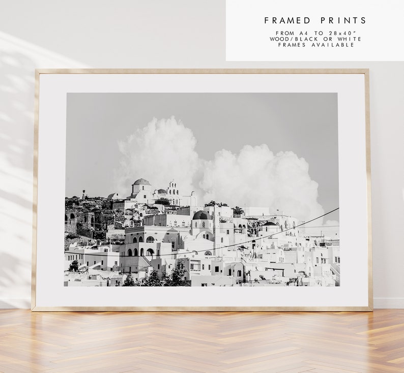 Greece Black and White Photography Print Greece Print Poster Santorini Photography Greece Wall Art Monochrome Greece Poster image 4