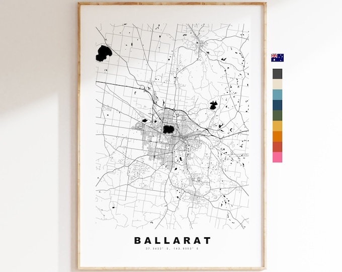 Ballarat Map Print - City Map Poster - Map Wall Art - Australia City Maps - Ballarat Print - Ballarat Poster - Minimalist City Map