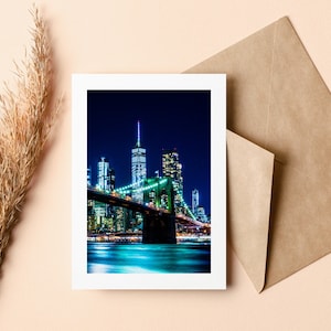 Cartão de felicitações de Nova York - Manhattan - Em branco por dentro - Aniversário - Aniversário de casamento - Dia das mães - Dia dos pais - Obrigado - Feriado