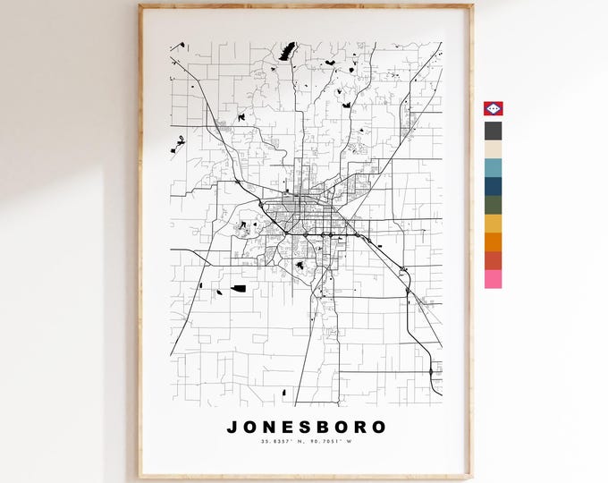 Jonesboro Map Print - City Map Poster - Map Art - USA City Maps - Jonesboro Print - Jonesboro Poster - Minimalist City Map - Arkansas