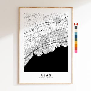 Ajax Map Print (Canada) - City Map Poster - Map Art - Map Wall Art - Canada City Maps - Ajax Print - Ajax Poster - Minimalist City Map