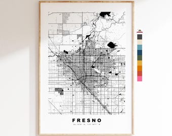 Fresno Map Print - City Map Poster - Map Art - USA City Maps - Fresno Print - Fresno Poster - Minimalist City Map - California