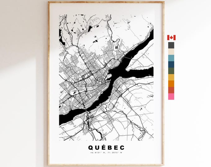 Quebec Map Print - City Map Poster - Map Art - Map Wall Art - Canada City Maps - Québec Print - Québec Poster - Minimalist City Map