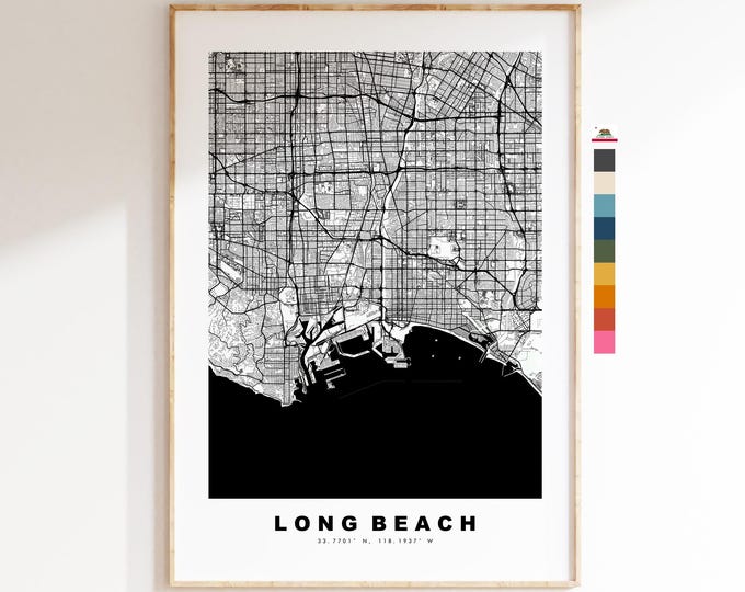 Long Beach Map Print - City Map Poster - Map Art - USA City Maps - Long Beach Print - Long Beach Poster - Minimalist City Map - California
